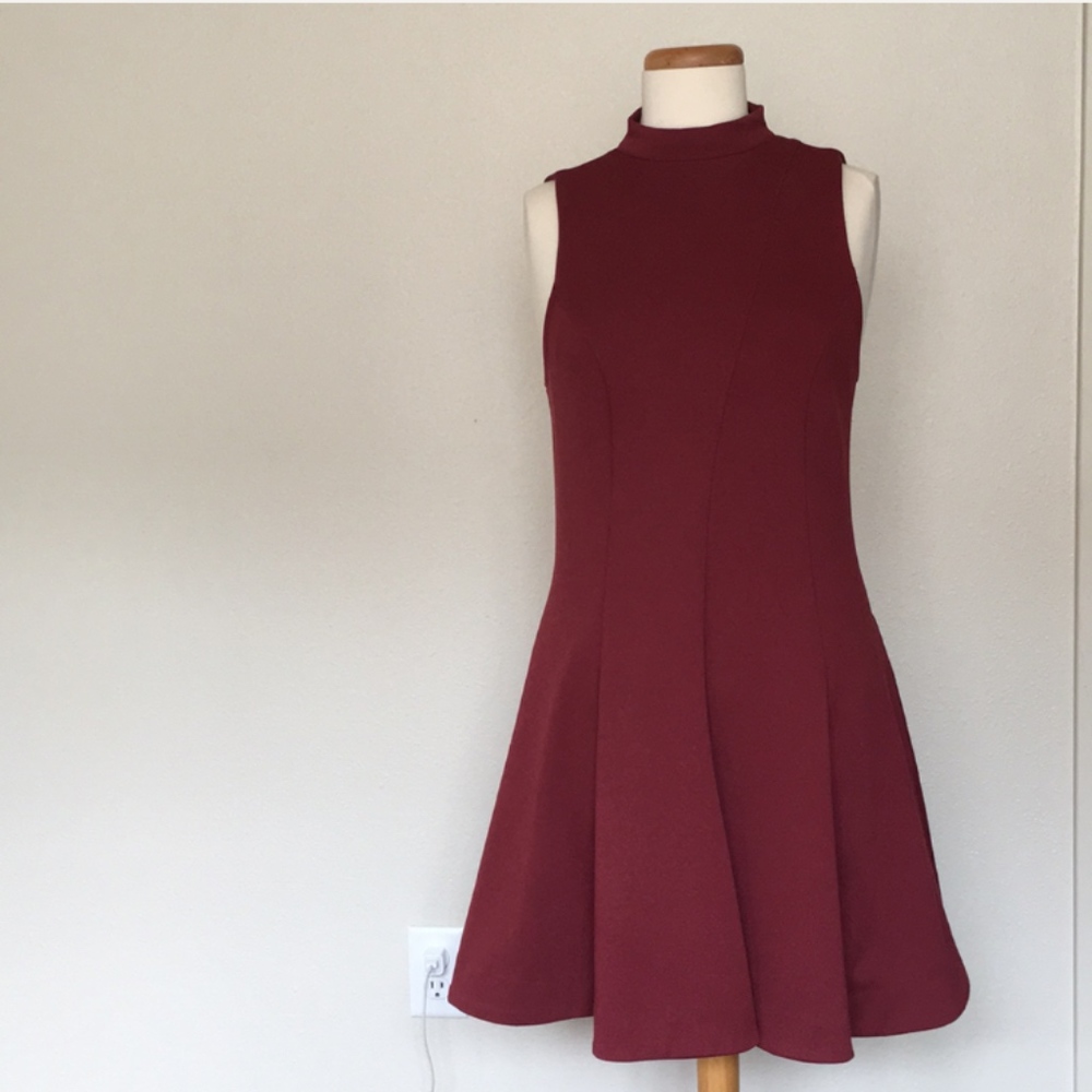 Free People high neck maroon dress
